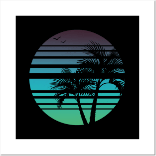 Synthwave - Vaporwave - California - Florida - 80s - Navy, Blue, & Green Posters and Art